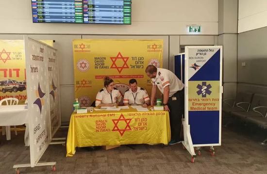 2月份设立在以色列本古里安国际机场的MDA健康检查站 图片来源|Magen David Adom组织