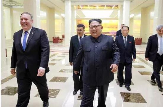 ▲資料圖片:今年5月,朝鮮最高領導人金正恩與美國國務卿蓬佩奧舉行會談。(韓聯社)