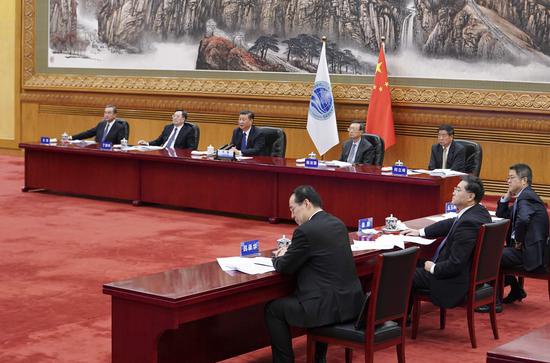 2020年11月10日,习近平出席上海互助构造成员国元首理事会第二十次集会并揭晓主要发言。新华社记者 丁林 摄