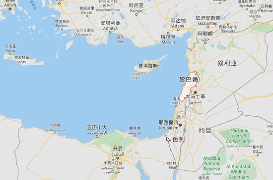 ▲黎巴嫩位于地中海东岸,叙利亚和以色列中间