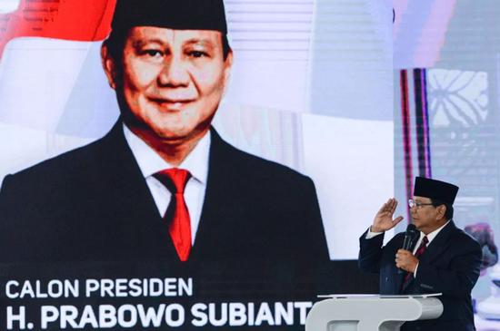 3月30日，印尼最大反对派领袖普拉博沃在一场竞选活动中讲话。新华社发（阿贡摄）