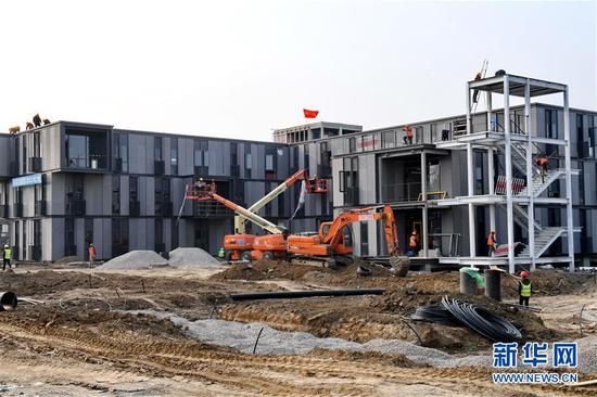 这是雄安市民服务中心施工现场（3月27日无人机拍摄）。新华社记者 朱旭东 摄