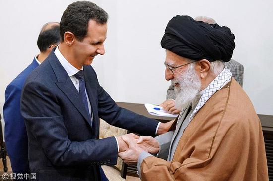 叙利亚总统阿萨德同伊朗最高领袖哈梅内伊会面。（图源：视觉中国）