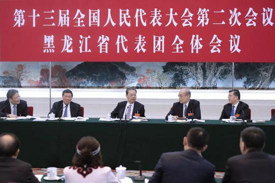 3月5日,中共中央政治局常委、中央纪委书记赵乐际参加十三届全国人大二次会议黑龙江代表团的审议。