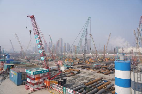 这是2021年2月26日拍摄的北京副中间站施工现场。新华社记者 彭子洋 摄