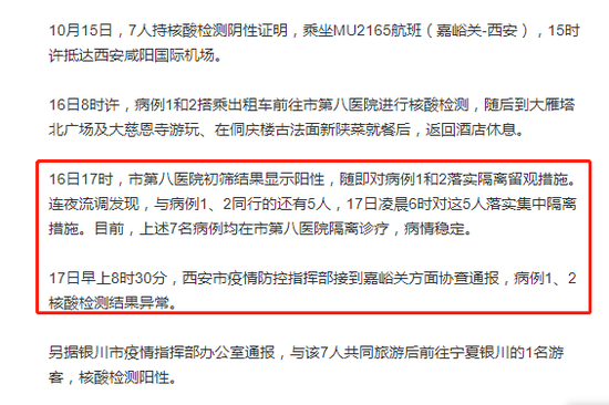 10月18日,西安向社会公开发布确诊病例相关活动轨迹.