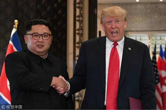 1543724293676094.jpg 6月12日,首次美朝首脑会晤在新加坡举行。(视觉中国)