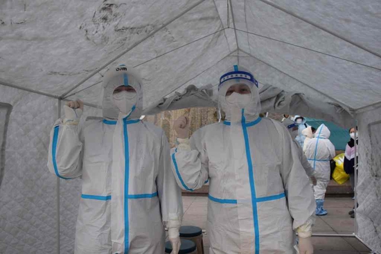 9日，天津市南开区一核酸检测点。新华社记者白佳丽摄