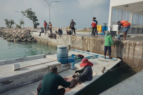 當地人在清洗捕獲的金槍魚。圖源：GJ