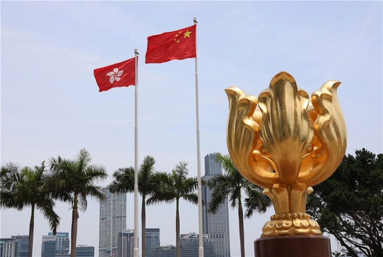 香港金紫荆广场(2022年5月5日摄)。新华社记者 吴晓初 摄