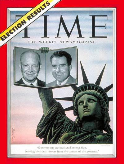  1952年总统大选后，《时代周刊》封面上是大选的赢家艾森豪威尔和尼克松。