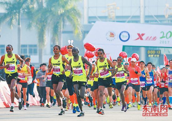 2017特步晋江国际马拉松赛迎来多国健儿参赛。福建日报通讯员赖进财　摄