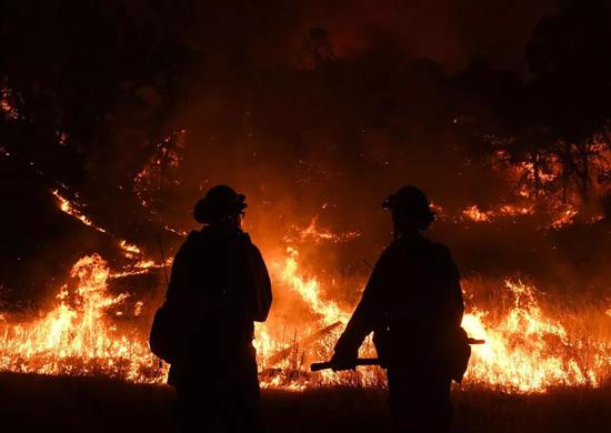 △8月1日，美国加州，森林大火持续肆虐。（图/视觉中国）