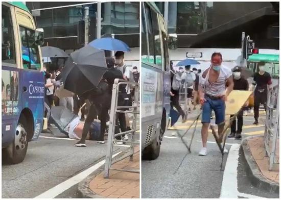 陈子迁被围攻,血流满面。图源:香港东网