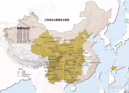 (图为三线地区主要建设示意图 图源:《中国国家地理》2006年6月)