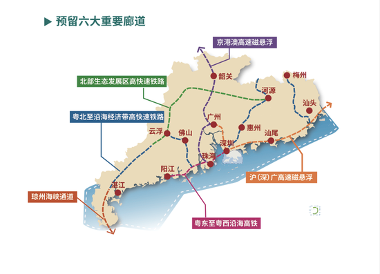 广东省领土空间计划中预留高速磁悬浮列车通道 图/《广东省领土空间计划(2020—2035年)》民众咨询