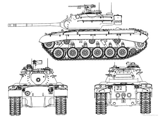 ▲M47坦克三视图