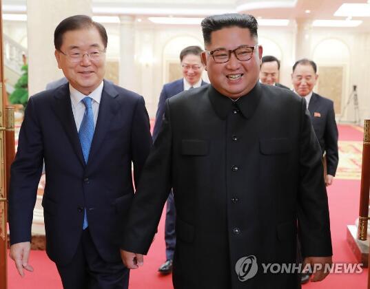 5日，金正恩接见韩国代表团。（图源：韩联社）