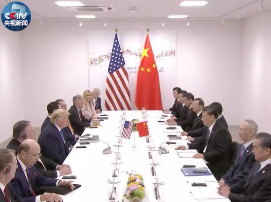 △6月29日,习近平主席和美国总统特朗普在大阪举行会晤。