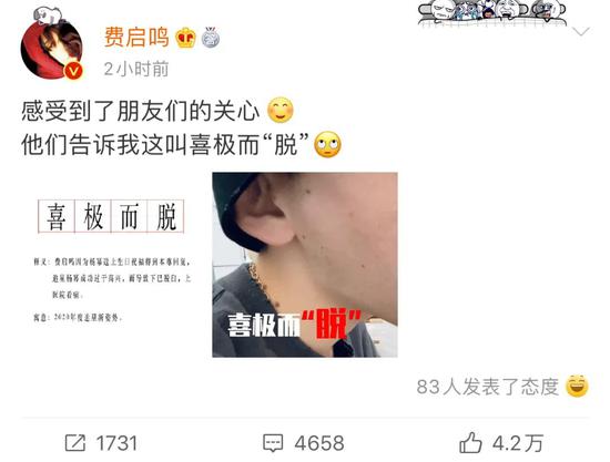 截图自“费启鸣”微博