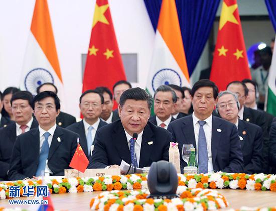 2016年10月16日，金砖国家领导人第八次会晤在印度果阿举行。中国国家主席习近平出席并发表重要讲话。新华社记者姚大伟摄