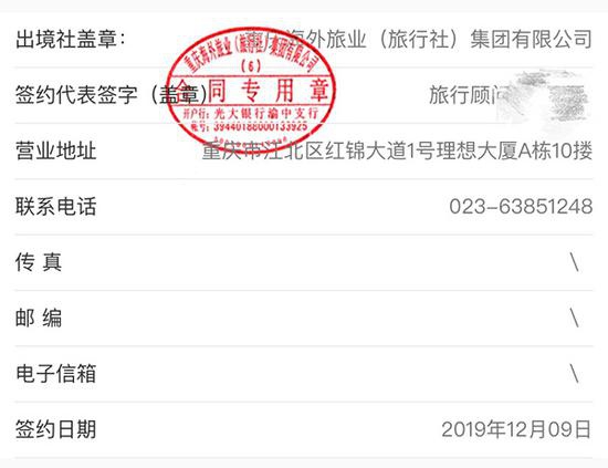 王曉文與重慶海外旅業(旅行社)集團有限公司簽訂的旅遊合同。