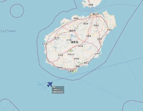5月15日,美军P-8A侦察机飞行轨迹(图源:ADS-B Exchange数据库)