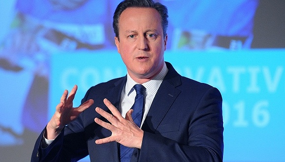 当地时间4月9日，卡梅伦在英国保守党春季会议上。