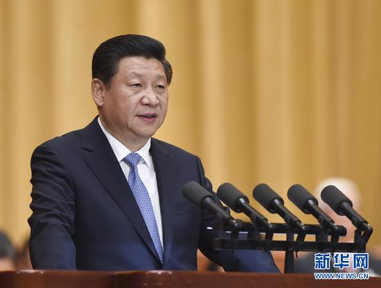 图为：2014年6月9日，中国科学院第十七次院士大会、中国工程院第十二次院士大会在北京人民大会堂隆重开幕。中共中央总书记、国家主席、中央军委主席习近平出席会议并发表重要讲话。