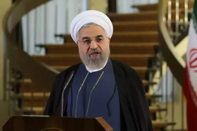 2013年4月3日，伊朗总统侯赛因·鲁哈尼在新闻发布会上谈论核协议，来源：vox.com