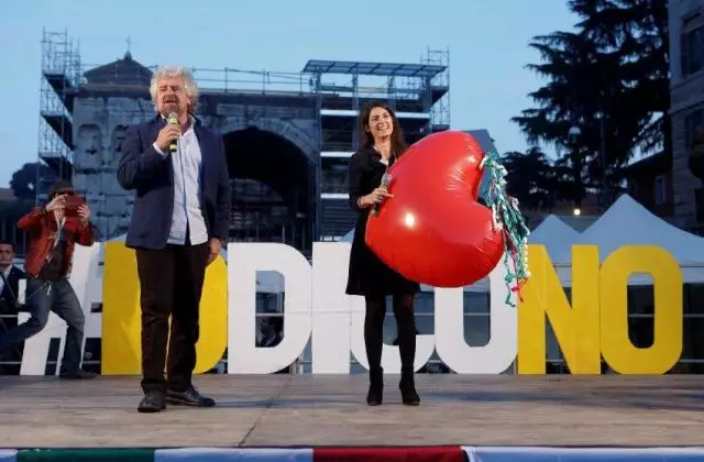 五星运动领袖贝佩·格里洛（左）和罗马市市长维尔吉尼娅·拉吉 （图片来源：spiegel.de/international）