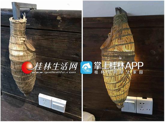 东院弥香客栈的床头灯(左图)玉山居客栈床头灯设计(右图)