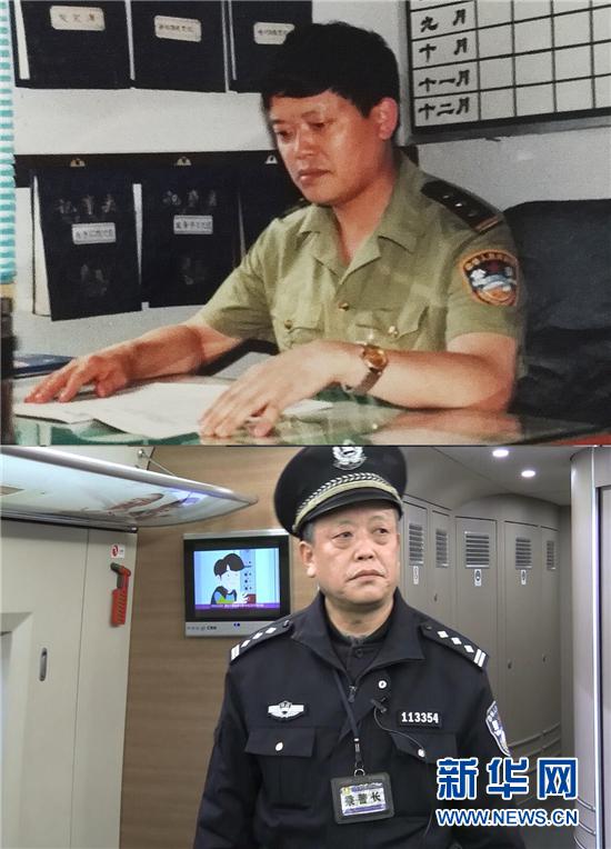 上图为2002年拍摄的刘志广工作照，下图为2017年1月13日拍摄的刘志广工作照。