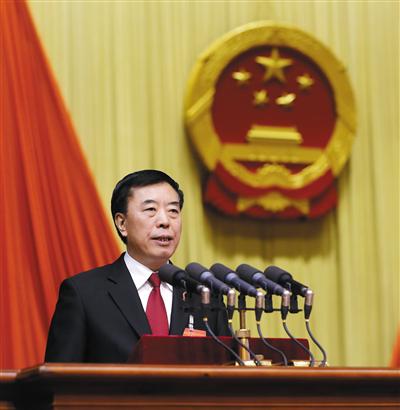 昨日，北京市高院院长杨万明作市高院工作报告。新京报记者 王飞 摄