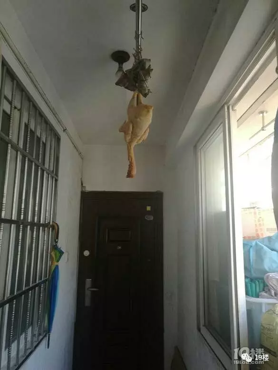 女子过年门口被挂只死鸡 网友:对你最美好祝愿