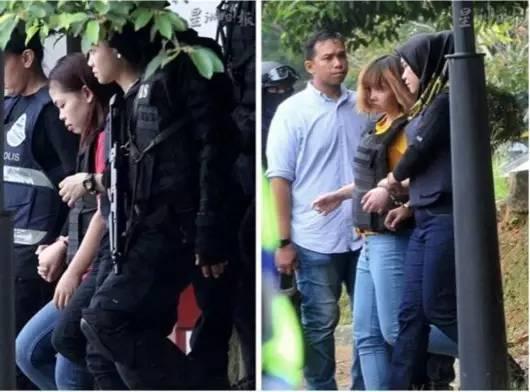 今日，两人身着防弹衣前往法庭的照片。