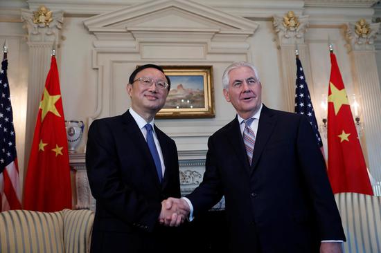  2月28日，蒂勒森与杨洁篪在华盛顿会晤