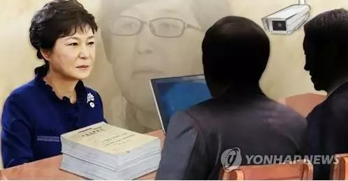 朴槿惠受讯问示意图(韩联社)