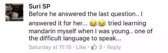 “如果他觉得普通话很难的话，那他大概是不会粤语了。不过他还是很厉害啊！”