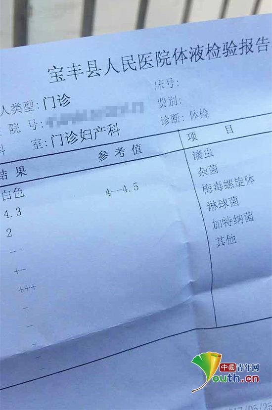 医院检查报告单。中国青年网　孙研文　摄