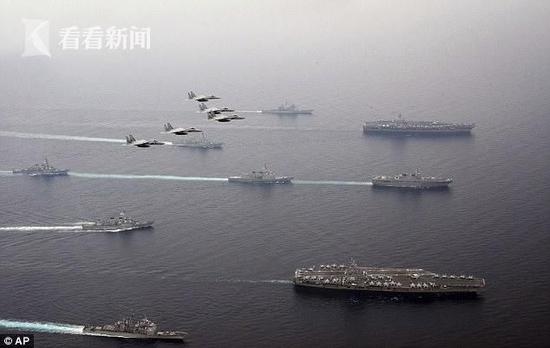 这是美日首次出动3艘航母举行联合军事演习。