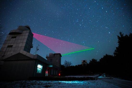  图片： “墨子号”量子科学实验卫星与兴隆量子通信地面站建立天地链路。新华社记者 金立旺 摄