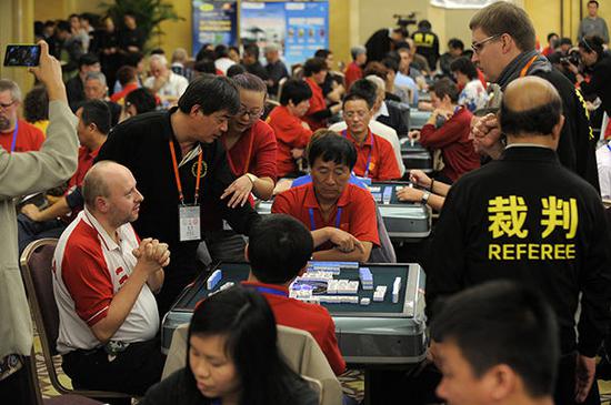“第三届世界麻将锦标赛”比赛现场。视觉中国图