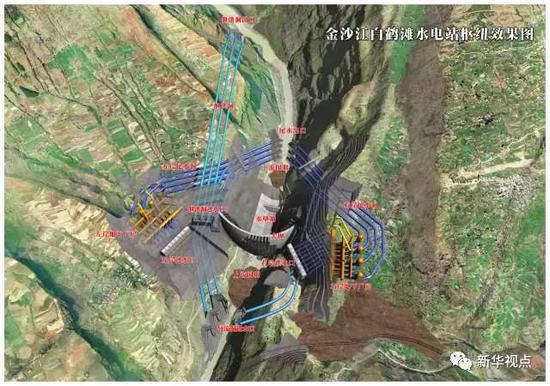 白鹤滩水电站枢纽效果图  图片来源：三峡集团