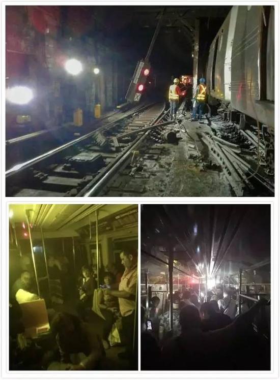 ▲资料图片：2017年6月，纽约地铁发生脱轨事故，数百名乘客被困。