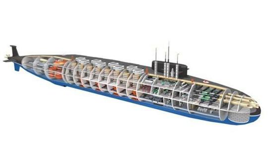 网传印度第二艘国产核潜艇透视图。