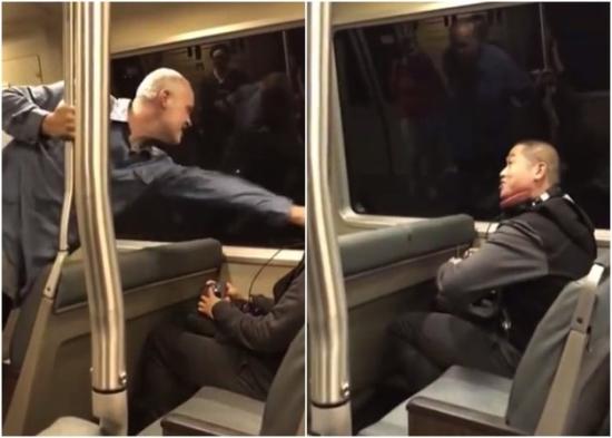 白人男子辱骂亚裔乘客。