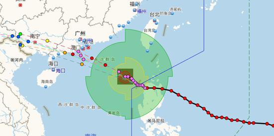 海南及广东全境几乎都在其影响之下（图片来源：温州台风网）