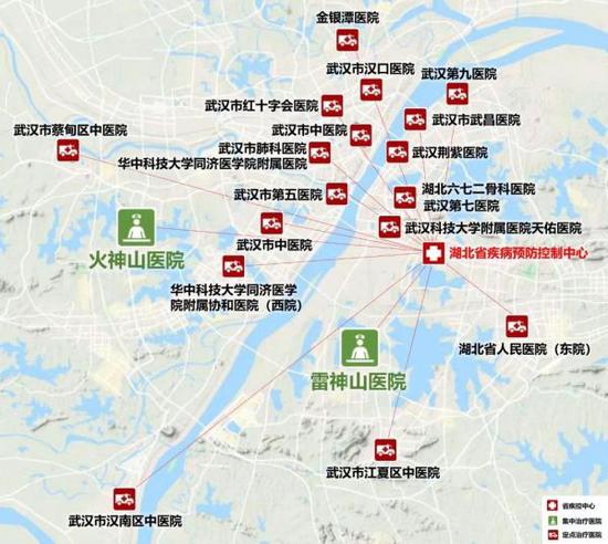 2020年武漢市應對新冠疫情主要應急醫療設施分佈圖(作者整理)