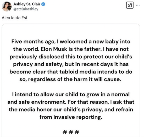 · 聖克雷爾在社交媒體上發文。